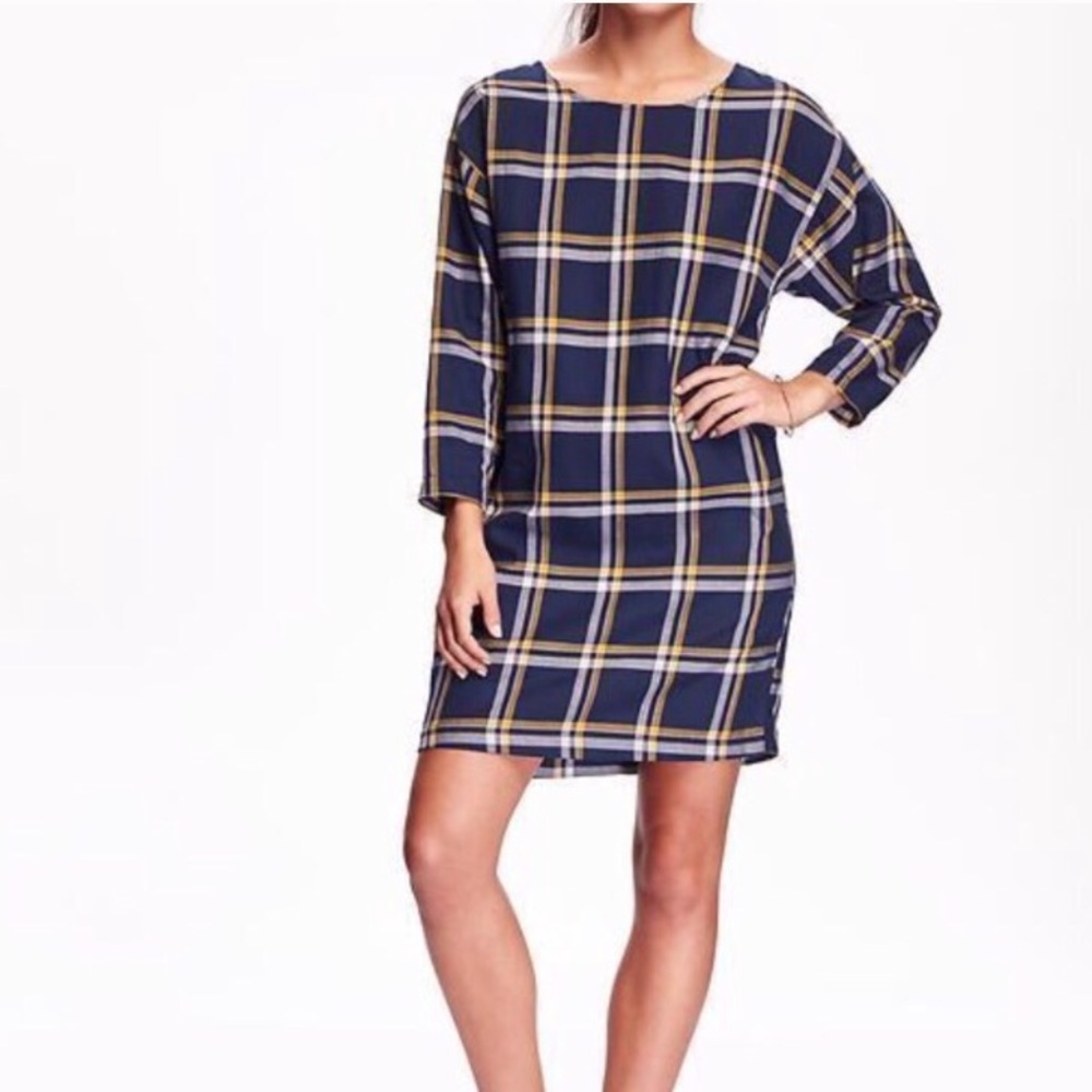 Old Navy - Woven Zip Back Detail Plaid Dress